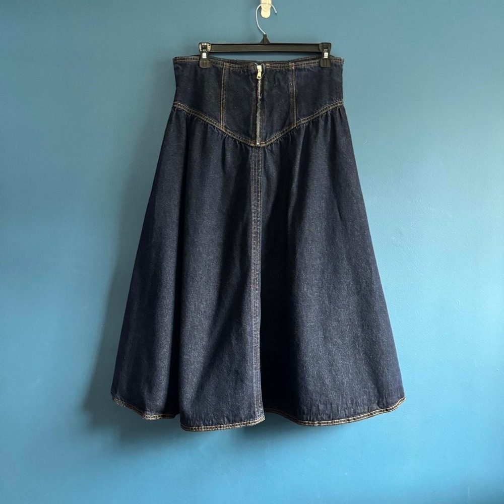 Pilcro‎ Denim Lace Up Midi Skirt Women's Size 10 Corset Pirate Renaissance Boho - Picture 3 of 8